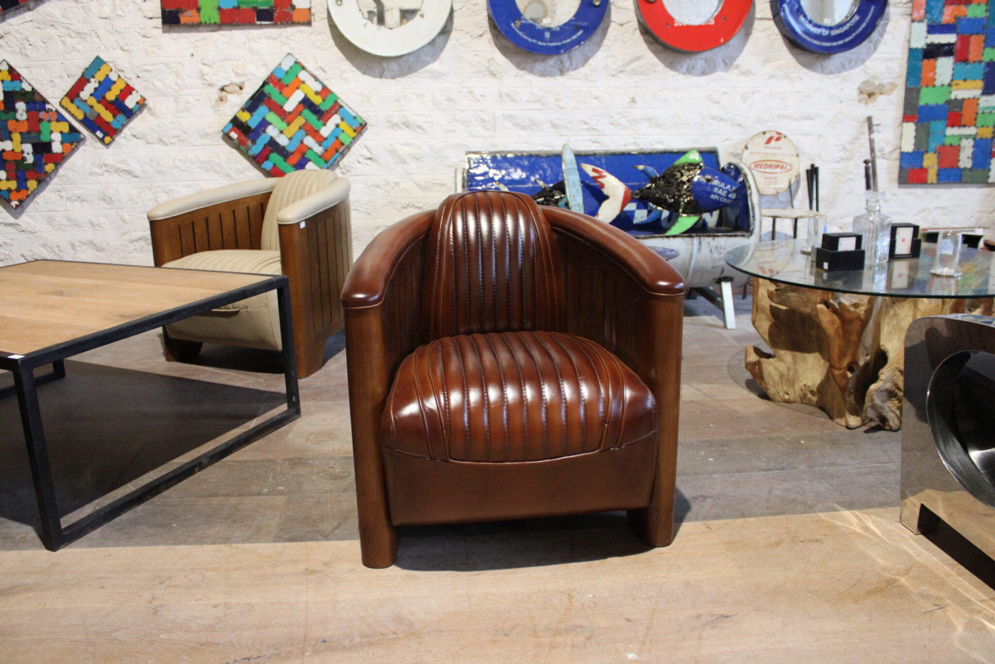 Canoë - Fauteuil en cuir