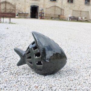 Poisson décoratif en terre cuite vernissée