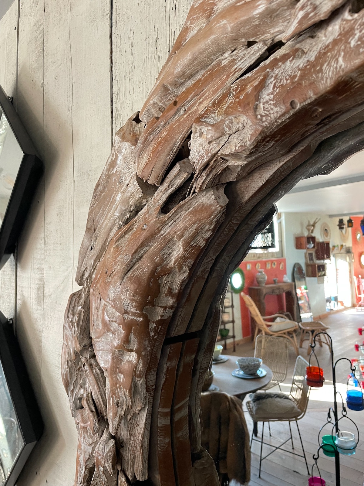 Miroir Mural En Bois Flotté Foncé - Fait Main Au Royaume-Uni, 29 Cm De Large, Style Nautique