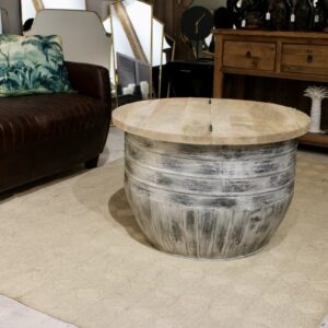 Table basse style industriel en bois de manguier