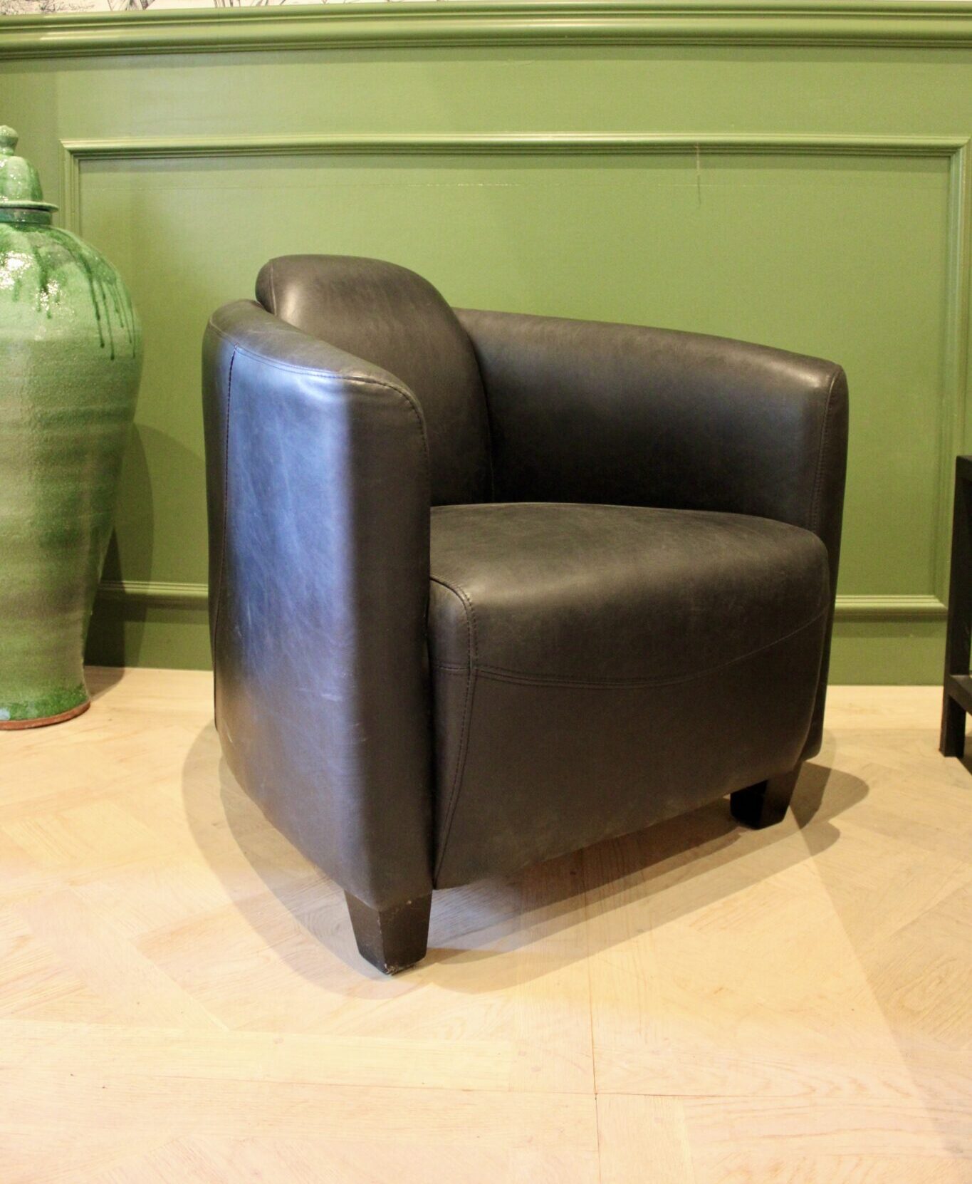 Fauteuil club en cuir noir