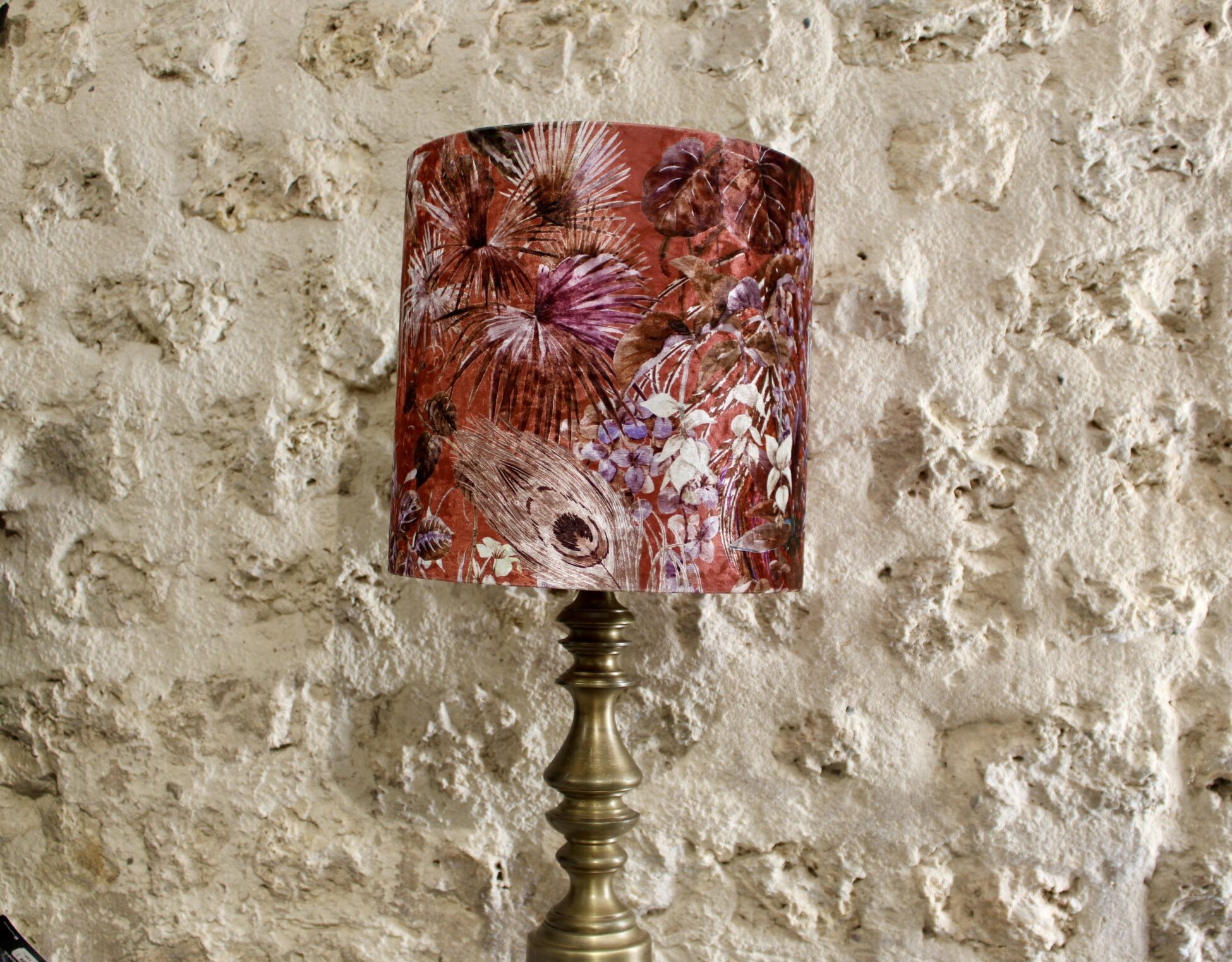 abat jour plumes de paon rose