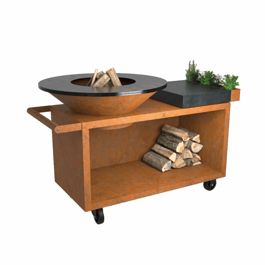 Ofyr - Brasero Plancha avec rangement Island Corten 100 PRO | Harmonie ...