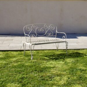 Felix - Banc de jardin en fer forgé blanc