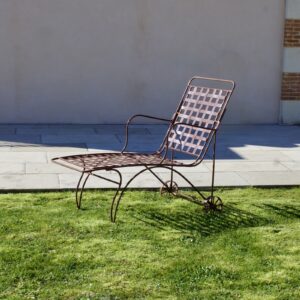 Élisa - Chaise longue de jardin en fer forgé marron